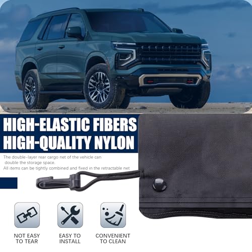 MWMNUN Trunk Car Tailgate Netting Compatible with Chevrolet Chevy Tahoe, GMC Yukon SLE SLT AT4 Denali New 2015-2025 Envelope Style Cargo Net(L Code) - Image 2