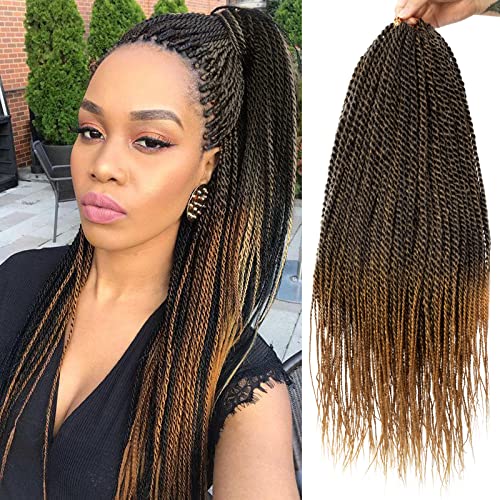 MOSINA Senegalese Twist Crochet Hair,24 Inch Ombre Crochet Hair For Black Women Crochet Braid Professional Synthetic Braiding Hair 8 Packs Hot Water Setting(24 Inch,1B/27) - Image 1