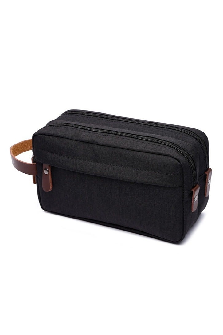 Men's High-End Toiletry Bag, Large-Capacity Business Travel Portable Bag, Compartment Storage Cosmetic Bag Black - Image 1