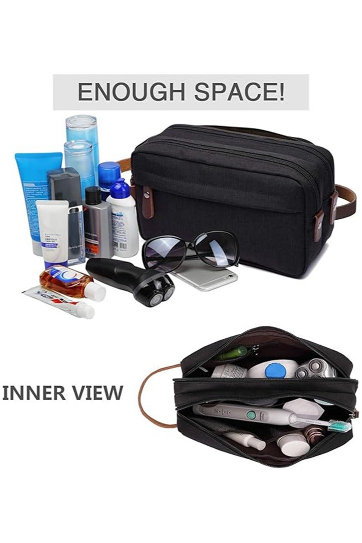 Men's High-End Toiletry Bag, Large-Capacity Business Travel Portable Bag, Compartment Storage Cosmetic Bag Black - Image 5