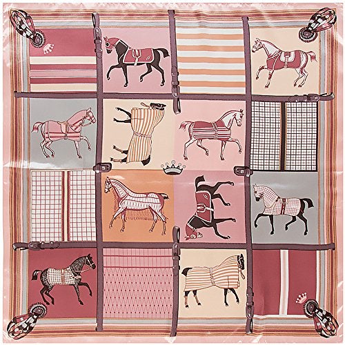 YOUR SMILE Silk Like Scarf Women's Fashion Pattern Large Square Satin Headscarf,Horse,Lattice - Image 2