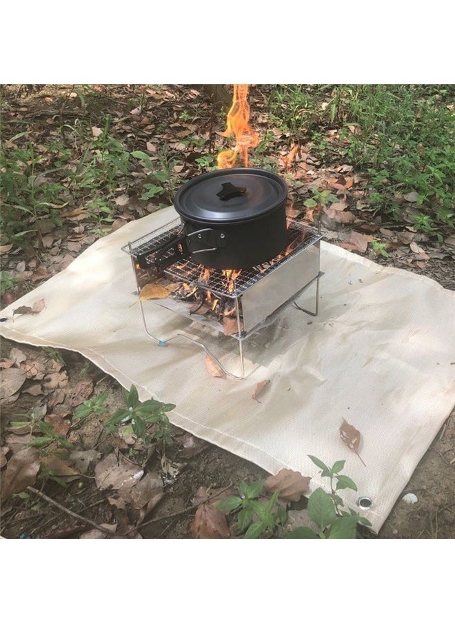 yongsheng - Fire Blanket Fireproof Smoker Blanket Fiberglass Blanket Fireproof Mat for Fire Pit Emergency Blankets for Survival Fireproof Cushion Fire Proof Blanket Cloth Khaki Glass Fiber - Image 1