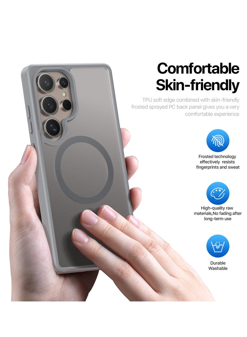 DUX DUCIS Yind Series Cover for the Samsung Galaxy S25 Ultra mobile phone, compatible with MagSafe, a slim, TPU Hybrid PC  cover made of TPU, polycarbonate silicone - Grey - Image 4