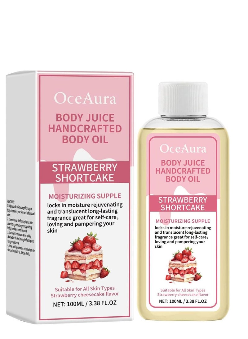  اوساورا زيت عصير الجسم ، زيت تدليك أساسي بالفراولة والخوخ والفانيليا مصنوع يدويا من Azonee لترطيب البشرة واسترخاءها ، غني بالجوجوبا وجوز الهند والصبار (100 مل) - Image 1