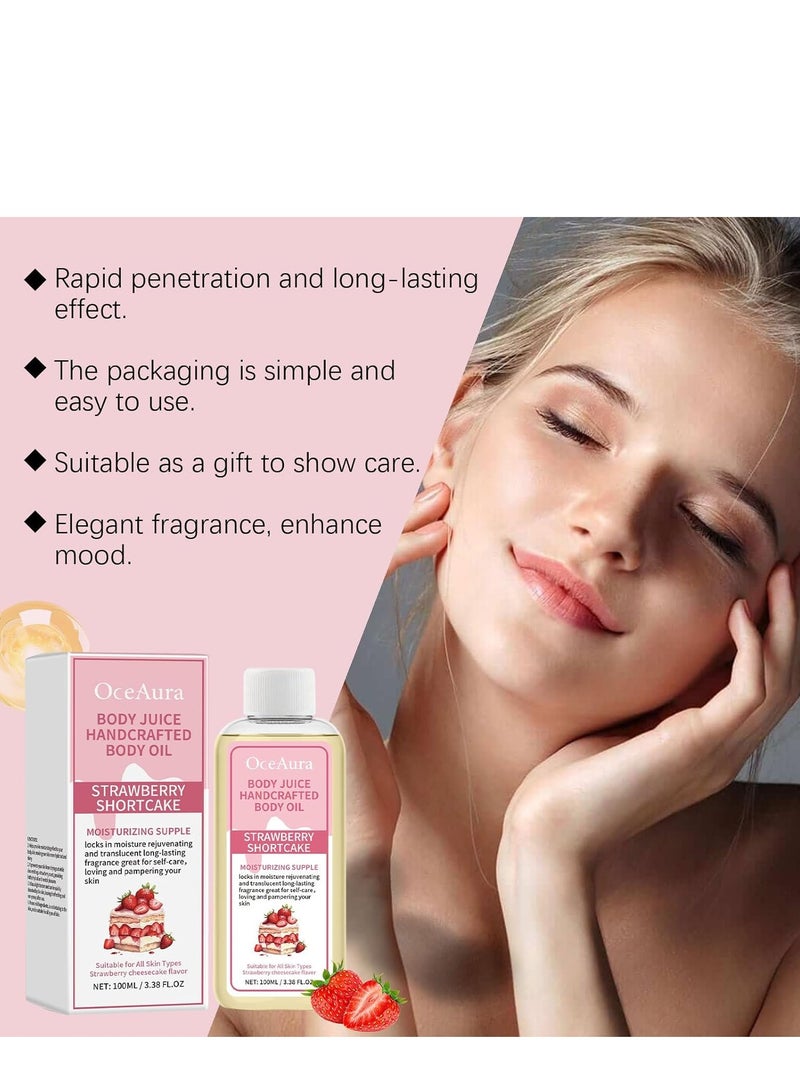  اوساورا زيت عصير الجسم ، زيت تدليك أساسي بالفراولة والخوخ والفانيليا مصنوع يدويا من Azonee لترطيب البشرة واسترخاءها ، غني بالجوجوبا وجوز الهند والصبار (100 مل) - Image 2