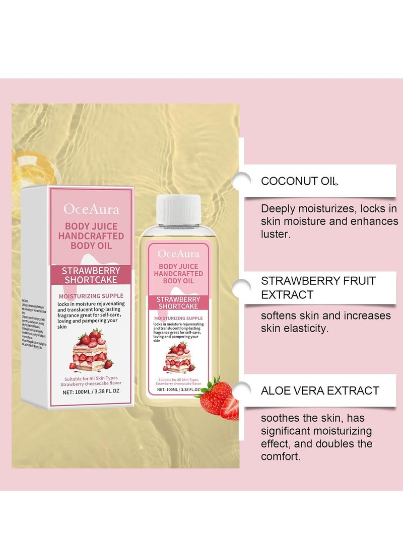  اوساورا زيت عصير الجسم ، زيت تدليك أساسي بالفراولة والخوخ والفانيليا مصنوع يدويا من Azonee لترطيب البشرة واسترخاءها ، غني بالجوجوبا وجوز الهند والصبار (100 مل) - Image 4