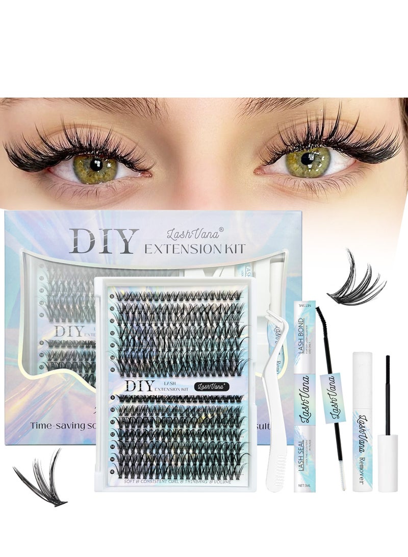 لاشفانا 280 قطعة من الرموش الصناعية، طقم تمديد الرموش DIY، مجموعات رموش فردية مع لاصق الرموش، مزيل الرموش وأداة التطبيق، طقم تمديد الرموش، سهل الاستخدام في المنزل (طقم 30d+40d) - Image 1