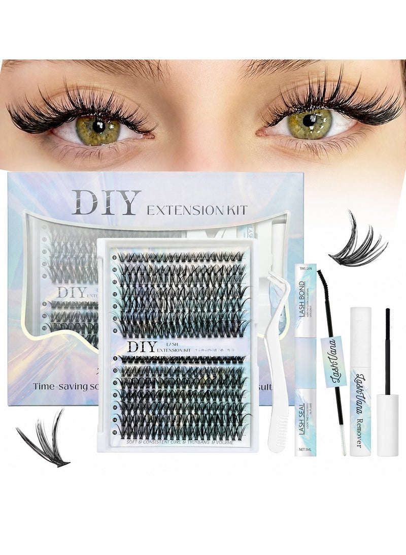 lashvana 280pcs False Eyelashes, DIY Lash Extension Kit,Individual Lash Clusters With Lash Bond,Lash Remover And Applicator, Eyelash Extension Kit, Easy To Apply At Home(30d+40d Kit) - Image 1