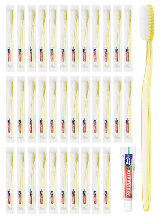 Zhjianup Disposable Toothbrush with Toothpaste Set Bulk, Individually Wrapped Soft Bristles Travel Size Medium Manual Toothbrushes Kit for Hotel/Travel/ Business/Donation/Homeless/Charity/Camping (60 Pack) - Image 1