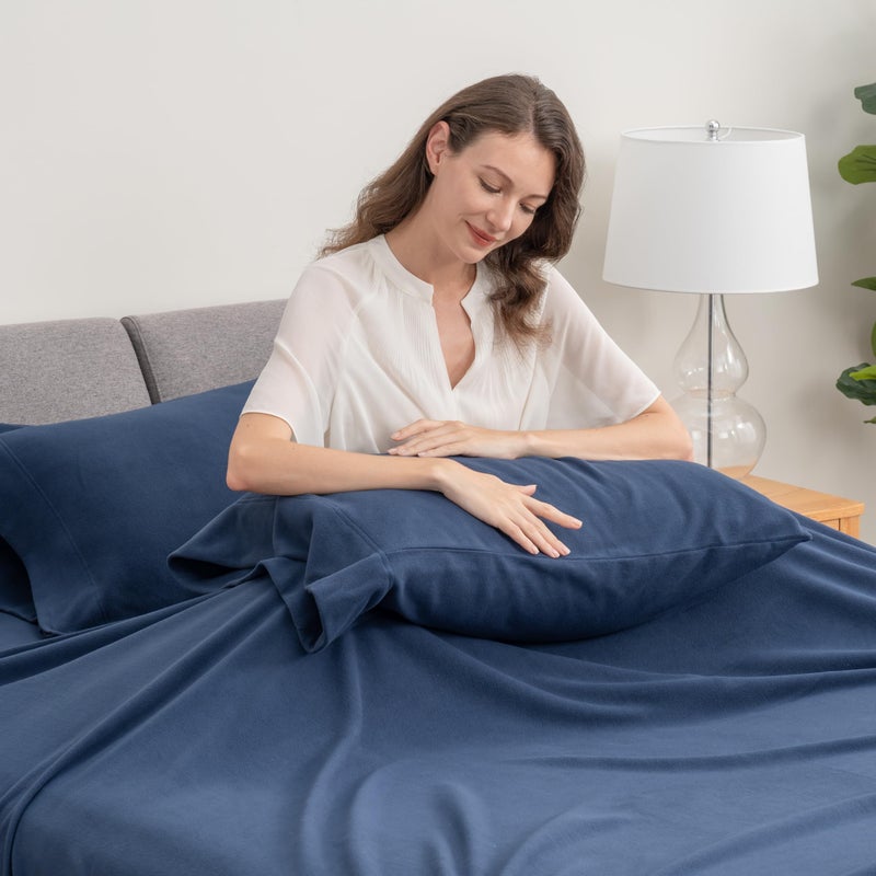 Berkshire Blanket Berkshire Blanket Luxury Soft Microfleece Twin Sheet Set  Warm and Durable  All Season Sheet (Twin  Winter Blue)  - Image 2