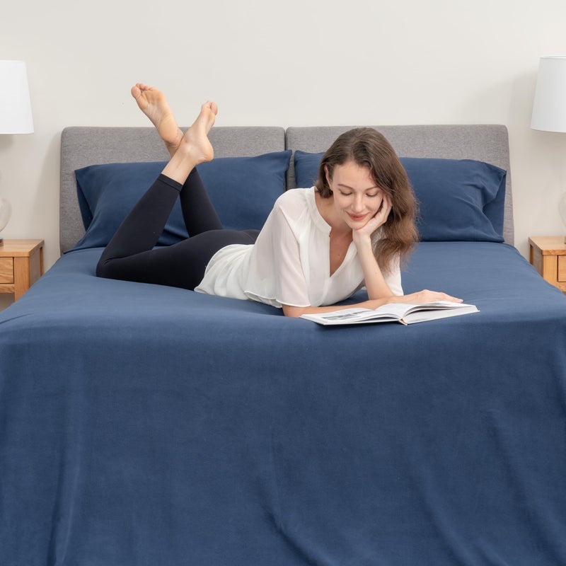 Berkshire Blanket Berkshire Blanket Luxury Soft Microfleece Twin Sheet Set  Warm and Durable  All Season Sheet (Twin  Winter Blue)  - Image 3