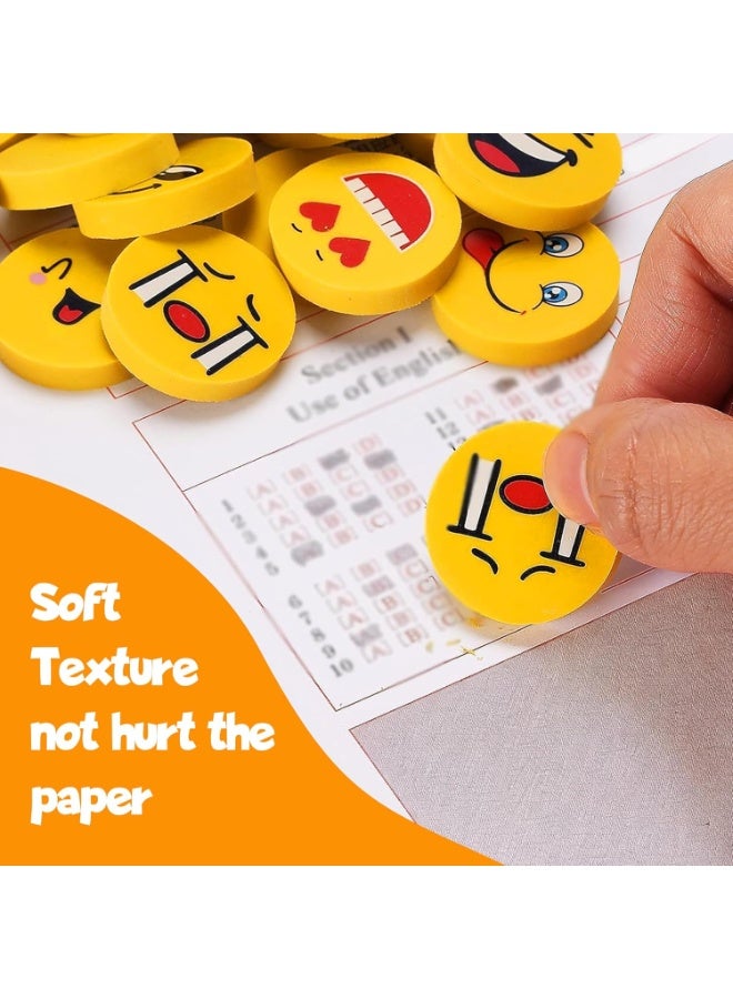 SNAPTRON Quesera Emoji Erasers for Kids – 70 Pcs Cute Yellow Emoticon Erasers – Round Face School Supplies, Party Favors, Birthday Return Gifts, Classroom Rewards, Bulk Stationery - Image 5