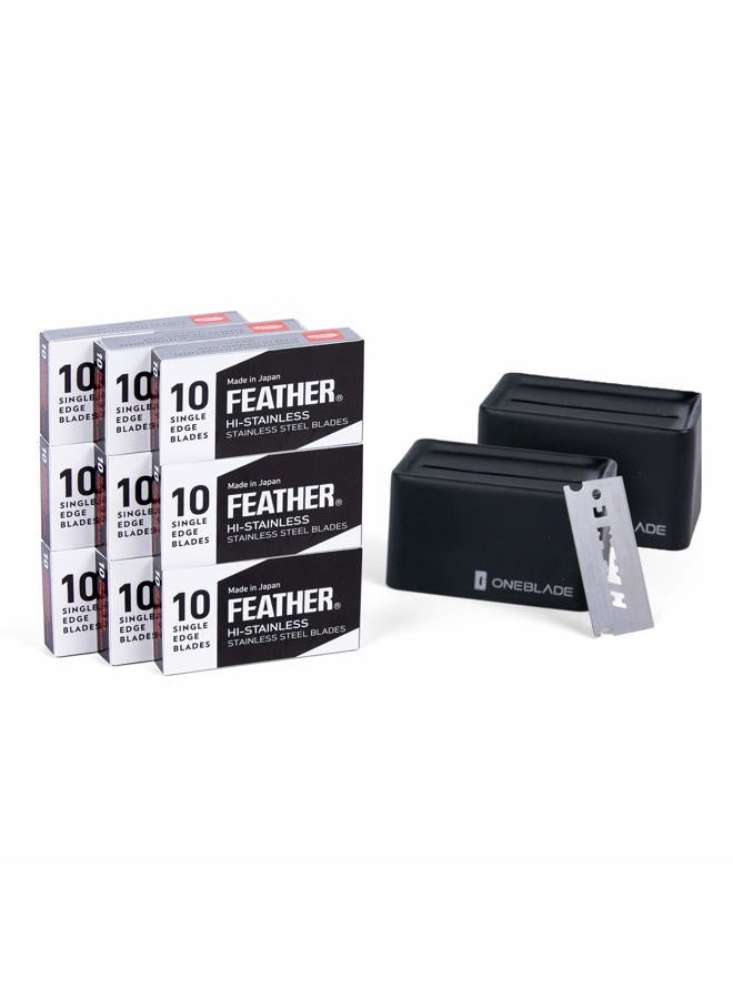 OneBlade 90 Feather FHS-10 Japanese Steel Razor Blades - Refill for OneBlade Core, Hybrid, & Genesis Razors - Single Blade Razor - Image 1