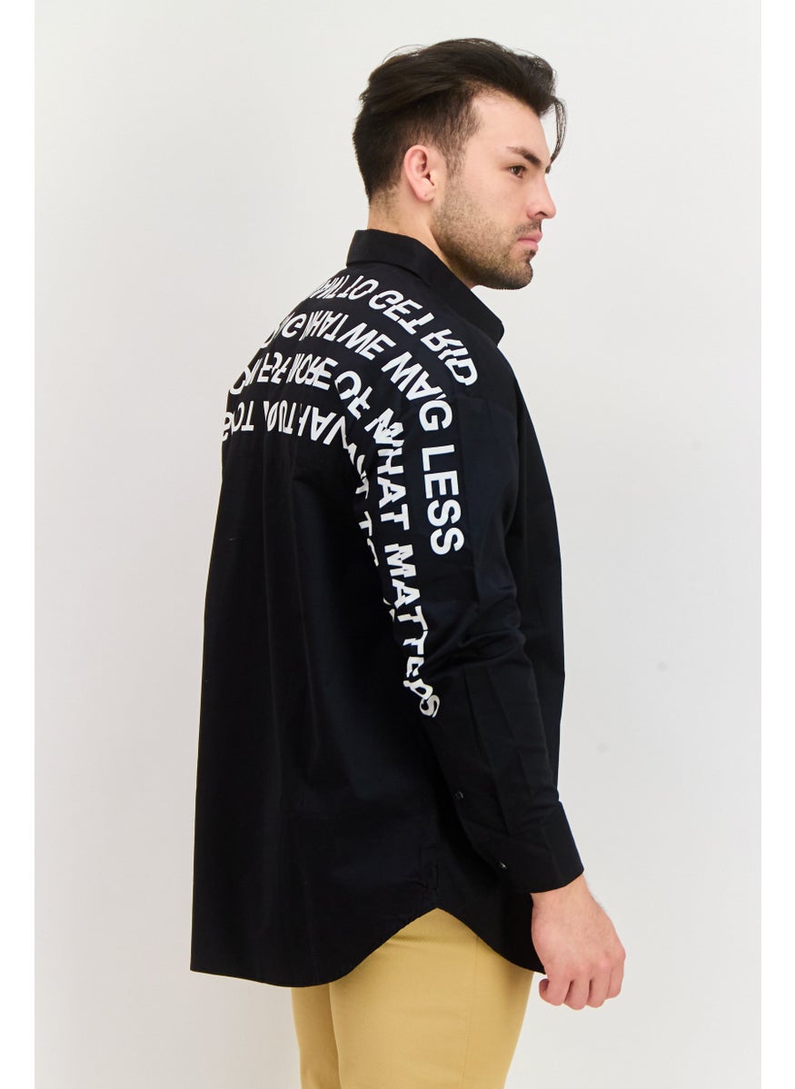 Selected Homme Men Regular Fit Printed Long Sleeve Casual Shirts, Black  - Image 2
