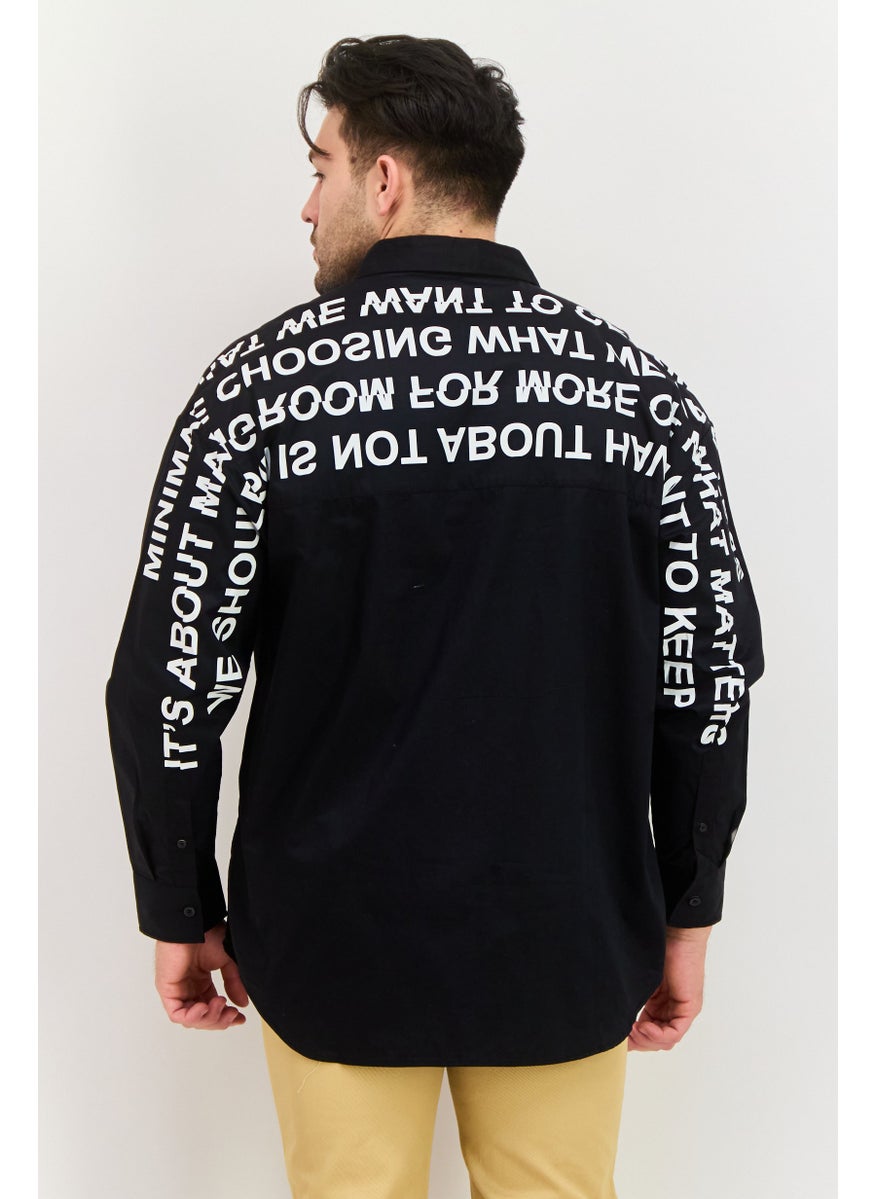 Selected Homme Men Regular Fit Printed Long Sleeve Casual Shirts, Black  - Image 3