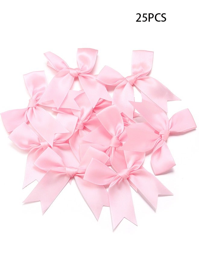 Pink Satin Bow Ribbon to Decorate Boxes and Gifts for Baby Showers and Birthdays, 25 pieces - Image 1