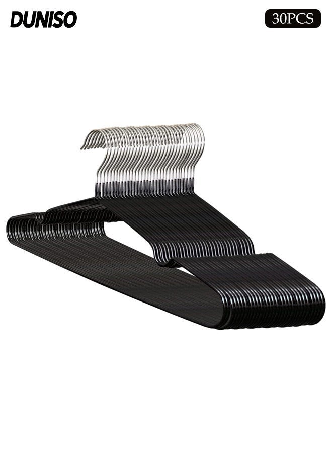 DUNISO 30 Pack Wire Hangers,Heavy Duty Metal Hangers,Coat Hangers with Non-Slip Grooves,Waterproof and Anti Slip,Strong and Durable,Space Saving,for Hanging Coats,Suits,Jackets, Shirt,40cm - Image 1