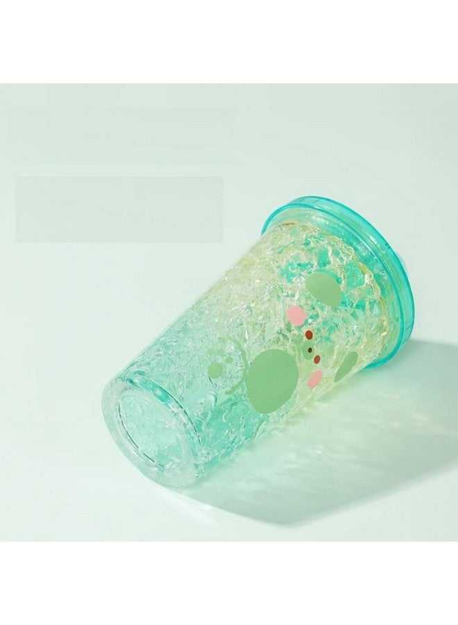 تيمسون زجاجة مياه مطبوعة برسوم كرتونية مزدوجة الجدار مع شفاطة، زجاجة مياه جيلي فريزر للأطفال، زجاجة مياه أكريليك مع شفاطة - 450 مل (أ - أزرق) (Bb 9012) - Image 2