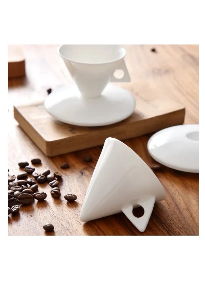 Generic - Liying Cone Shape Ceramic Coffee Cup, 60ml, Handmade Plain White Design - Image 1