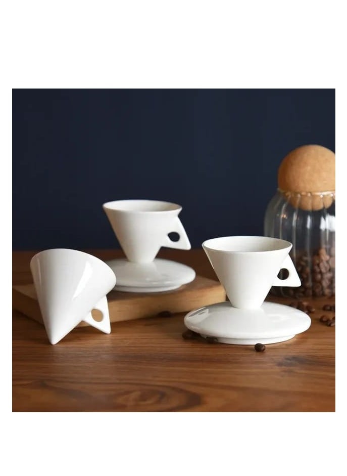 Generic - Liying Cone Shape Ceramic Coffee Cup, 60ml, Handmade Plain White Design - Image 1