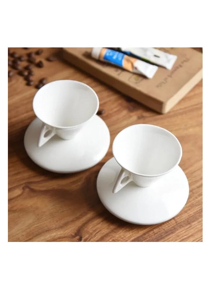 Generic - Liying Cone Shape Ceramic Coffee Cup, 60ml, Handmade Plain White Design - Image 1