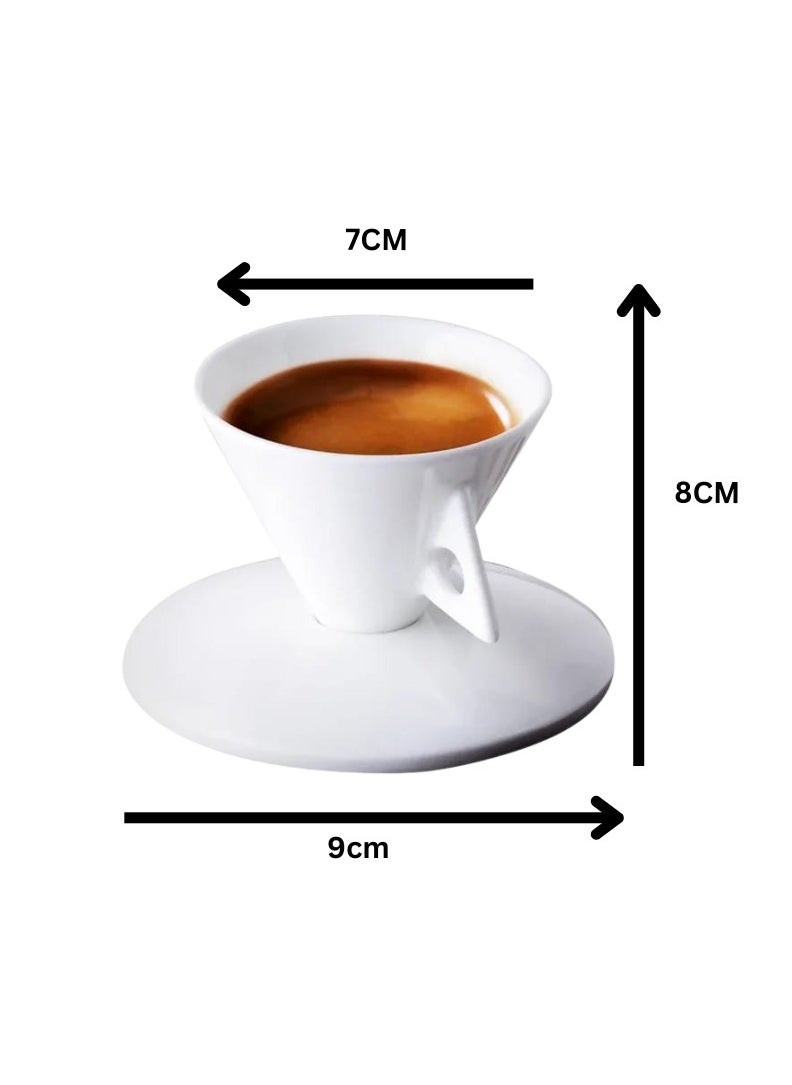 Generic - Liying Cone Shape Ceramic Coffee Cup, 60ml, Handmade Plain White Design - Image 1