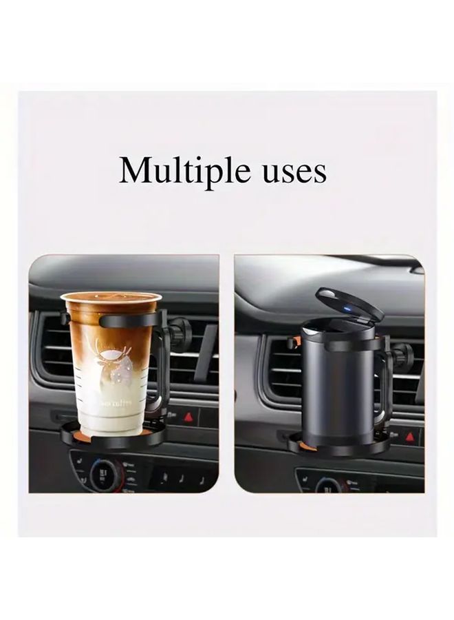 Black Foldable Car Cup Holder Ashtray Stand With Phone Holder ABS Material Compact Design - Image 3