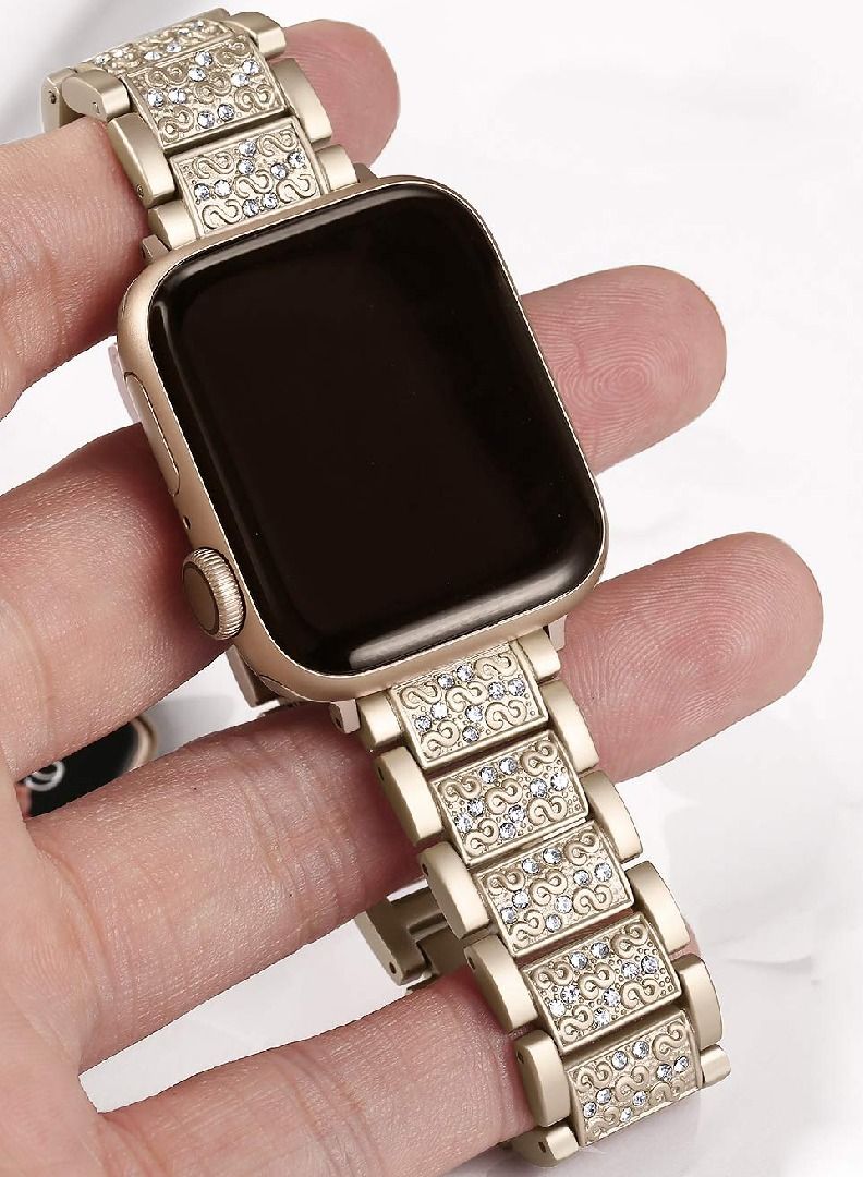 Caviar Women Strap Compatible with Apple Watch band 42mm 44mm iWatch Band Stainless Steel Bracelet Diamond Strap Apple Watch 7 6 Band Watchbands - Image 4