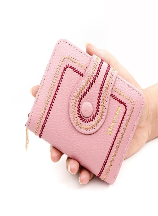 Alexvyan Pink Embroidery Design Small Wallet with 12 Card Slot Women's Purse Female Hand Clutch Women/Ladies/Girls Wallets Card Holder & Card Organizer - Image 4