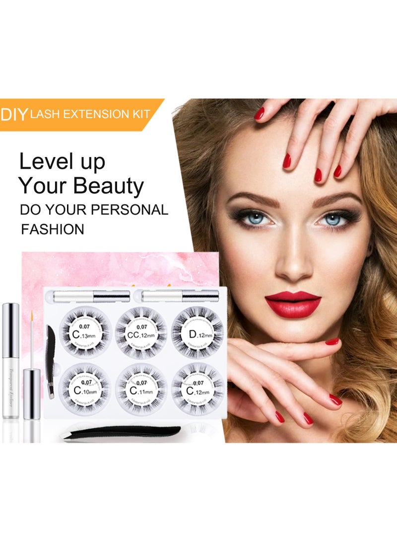 DIY Lash Extension Kit - 72 Soft & Lightweight Volume Clusters, C Curl 0.07mm, 10-15mm Mixed Lengths, At-Home Eyelash Extensions with Glue & Tweezers Included. - Image 2