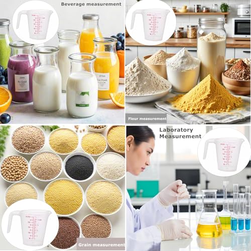 EBIEFLY Plastic Measuring Cup 2Pcs 250/500ML Measuring Mug 8/16oz with Handle Graduated Pitcher for Baking Flour Oil Powder Cooking Kitchen Measure Container (250+500ML) - Image 2