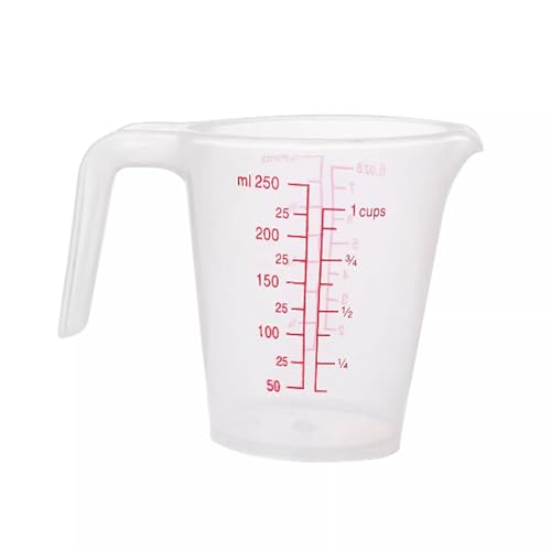 EBIEFLY Plastic Measuring Cup 2Pcs 250/500ML Measuring Mug 8/16oz with Handle Graduated Pitcher for Baking Flour Oil Powder Cooking Kitchen Measure Container (250+500ML) - Image 3