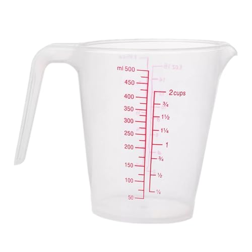 EBIEFLY Plastic Measuring Cup 2Pcs 250/500ML Measuring Mug 8/16oz with Handle Graduated Pitcher for Baking Flour Oil Powder Cooking Kitchen Measure Container (250+500ML) - Image 4