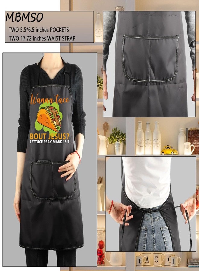 MBMSO Taco Kitchen Apron Taco Lovers Gift Wanna Taco bout Jesus Apron Taco Tuesday Apron Taco Gift for Taco Maker Chef Apron (Taco Jesus Apron-b) - Image 3