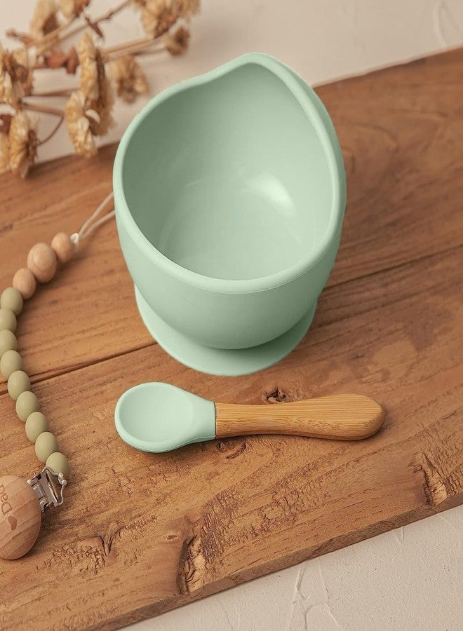 Sugalsu Silicone Baby Bowls with Suction Stay for Food, Baby Feeding Bowl and Spoon Set, Perfect for Self-Feeding, BPA-Free Silicone (Green) - Image 3