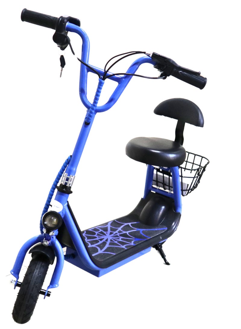 NALANDA Mini Harley Kids Electric Scooter With Seat LED Light | 36V/250W Motor |13Ah battery | Three Speed Modes 25Km/h Electric Scooter For Kids | Blue - Image 1