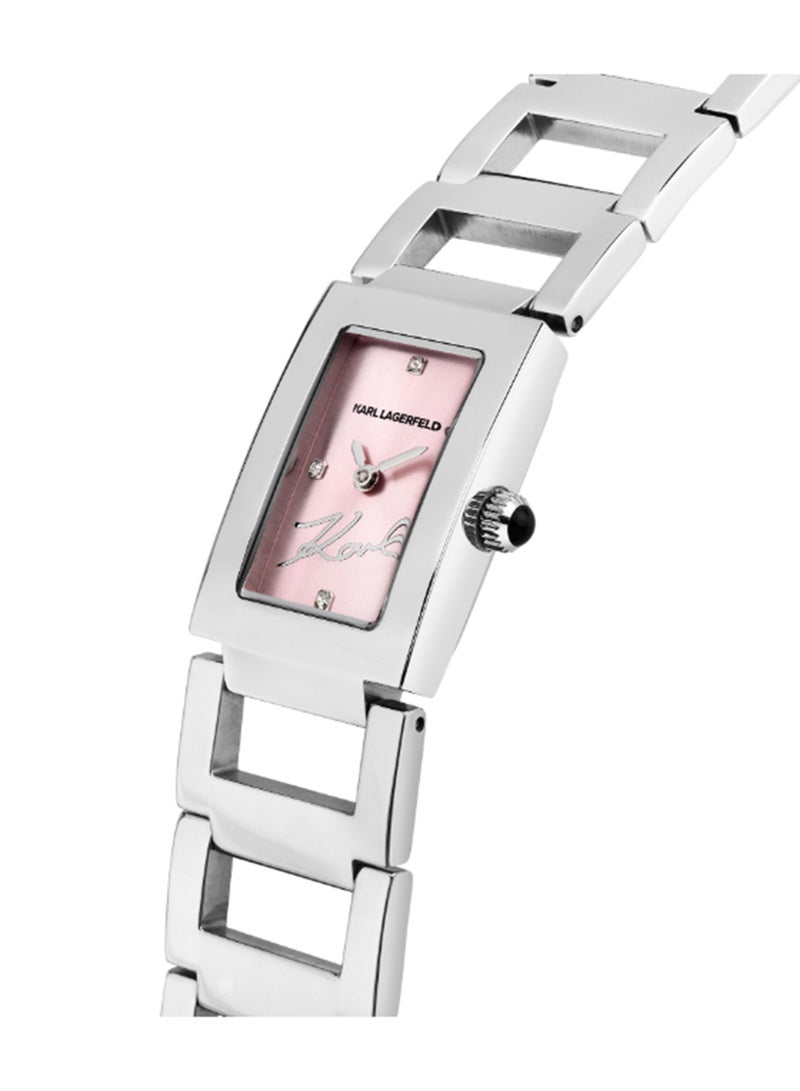 Karl Lagerfeld ساعة نسائية 21X36MM وردية، بقرص شمسية من الفولاذ المقاوم للصدأ - R0553103505 - Image 5
