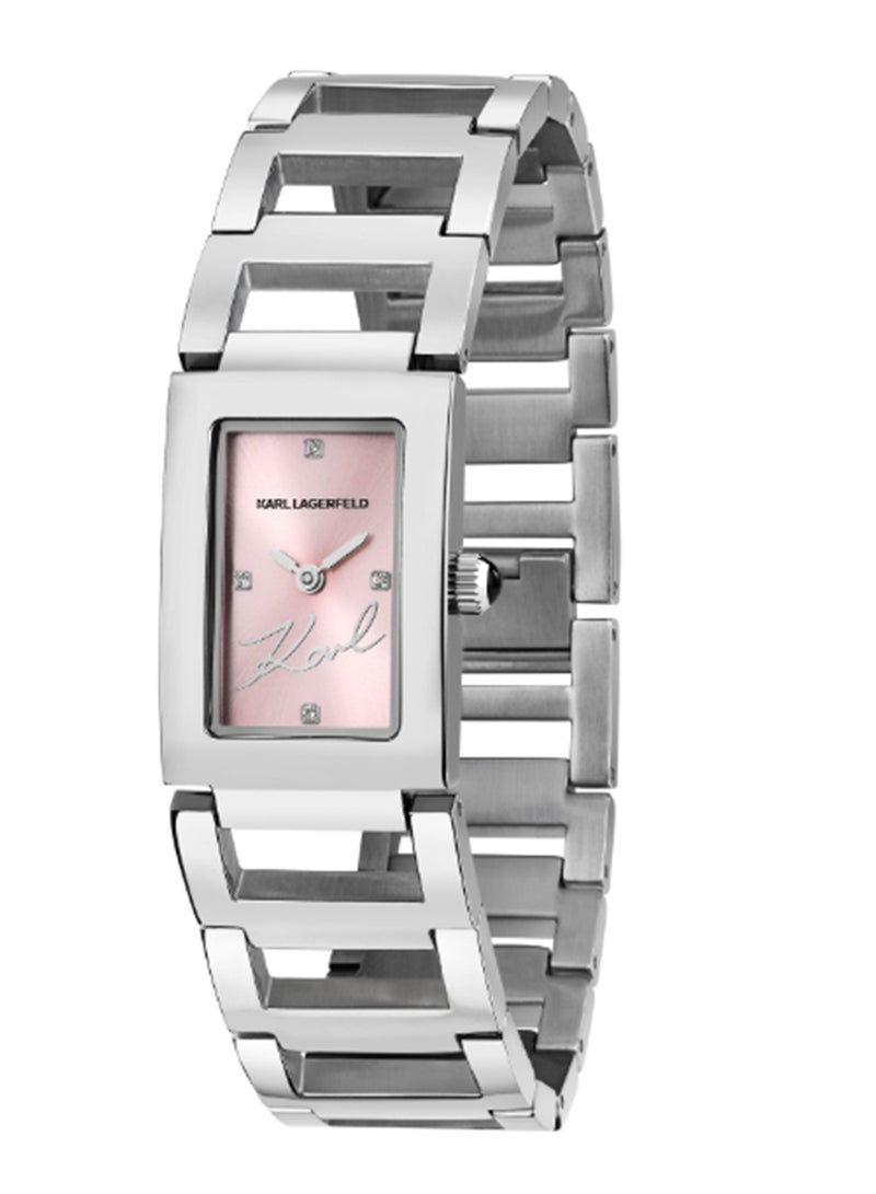 Karl Lagerfeld ساعة نسائية 21X36MM وردية، بقرص شمسية من الفولاذ المقاوم للصدأ - R0553103505 - Image 1