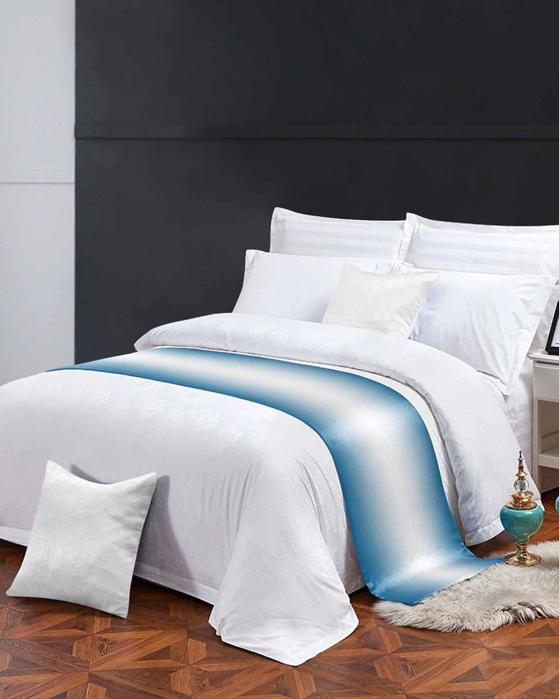 Blue Ombre Bed Runner 83x20 Inches Queen Size Modern Abstract Gradient Throw - Image 4