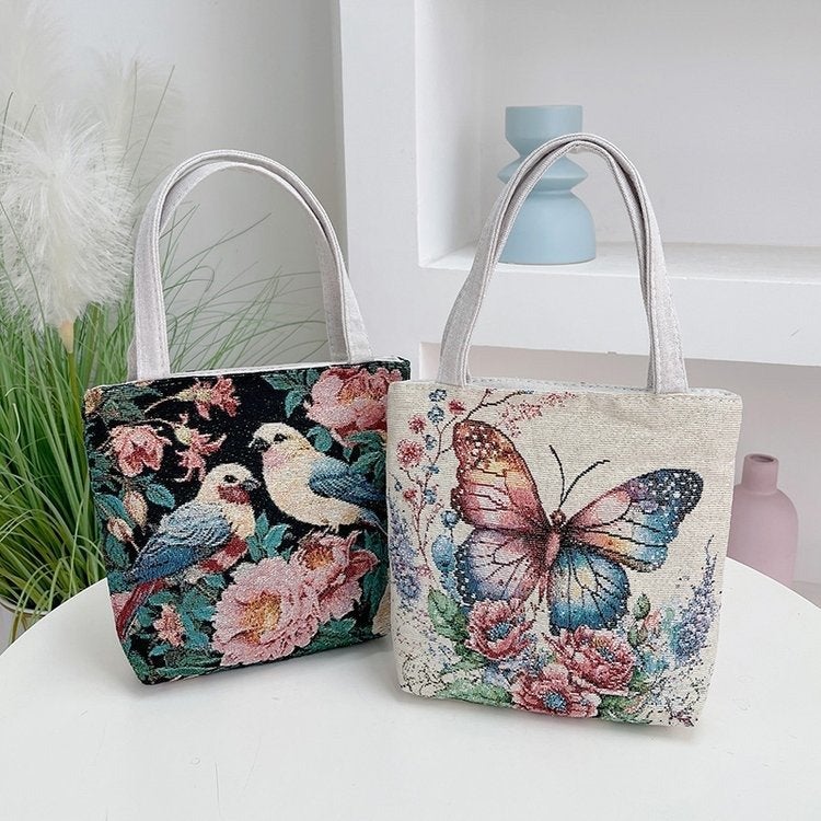 New 2024 Hand-Held Cloth Bag Women'S Bag Mummy Walking Hand Bag Mobile Phone Coin Purse Double-Sided Embroidered Canvas Bag For Women - Image 4