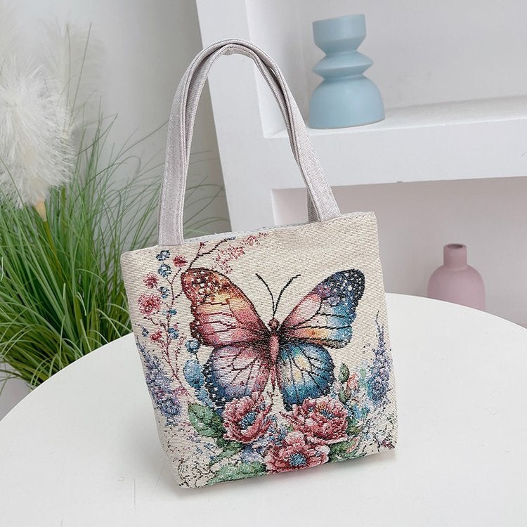 New 2024 Hand-Held Cloth Bag Women'S Bag Mummy Walking Hand Bag Mobile Phone Coin Purse Double-Sided Embroidered Canvas Bag For Women - Image 1