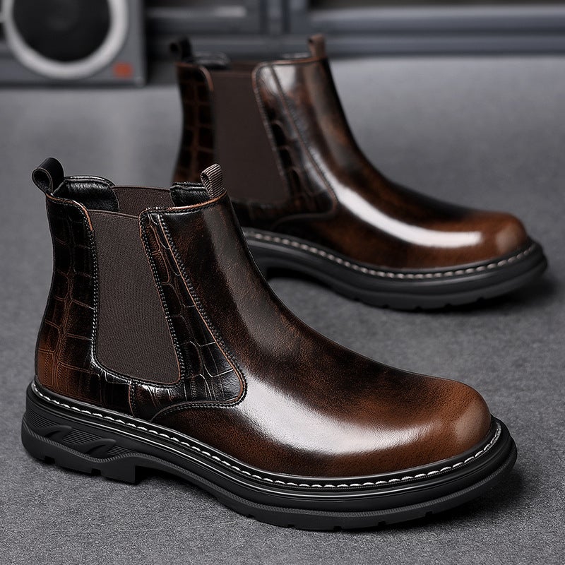 Men'S Boots, Trendyy Men'S First-Layer Cowhide Men'S Shoes, Casual Leather Shoes, Men'S Martin Shoes, Autum New Leather Short Boots - Image 3