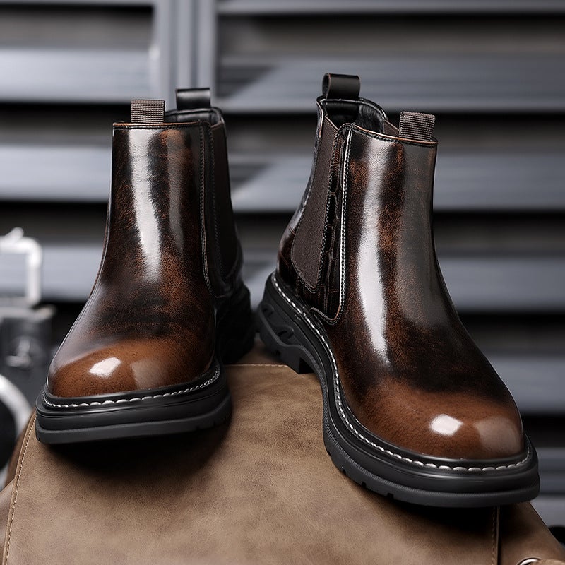 Men'S Boots, Trendyy Men'S First-Layer Cowhide Men'S Shoes, Casual Leather Shoes, Men'S Martin Shoes, Autum New Leather Short Boots - Image 4