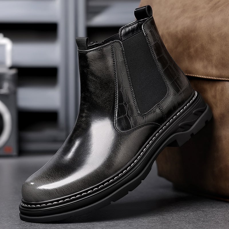 Men'S Boots, Trendyy Men'S First-Layer Cowhide Men'S Shoes, Casual Leather Shoes, Men'S Martin Shoes, Autum New Leather Short Boots - Image 1