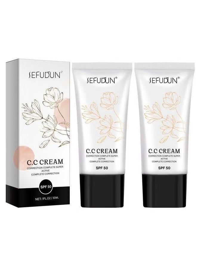 Sefudun CC Cream Self Adjusting for Mature Skin, Super Active CC Cream Foundation with SPF 50 for Face and Body Color Correcting  - Image 2