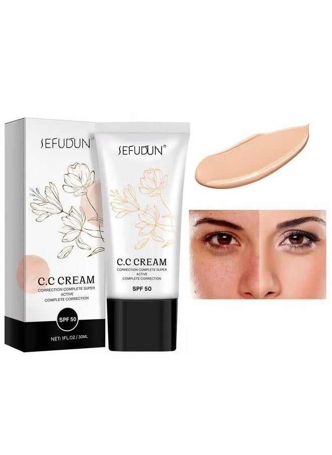 Sefudun CC Cream Self Adjusting for Mature Skin, Super Active CC Cream Foundation with SPF 50 for Face and Body Color Correcting  - Image 5