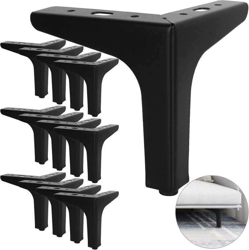 MIVIDE 12Pack Metal Furniture Sofa Legs 5inch Modern Style Furniture Triangle Sofa Legs Feet Metal Cabinet Legs Replacement Black for Cabinet Cupboard Sofa Couch Chair Ottoman - Image 1