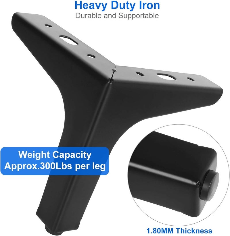 MIVIDE 12Pack Metal Furniture Sofa Legs 5inch Modern Style Furniture Triangle Sofa Legs Feet Metal Cabinet Legs Replacement Black for Cabinet Cupboard Sofa Couch Chair Ottoman - Image 3