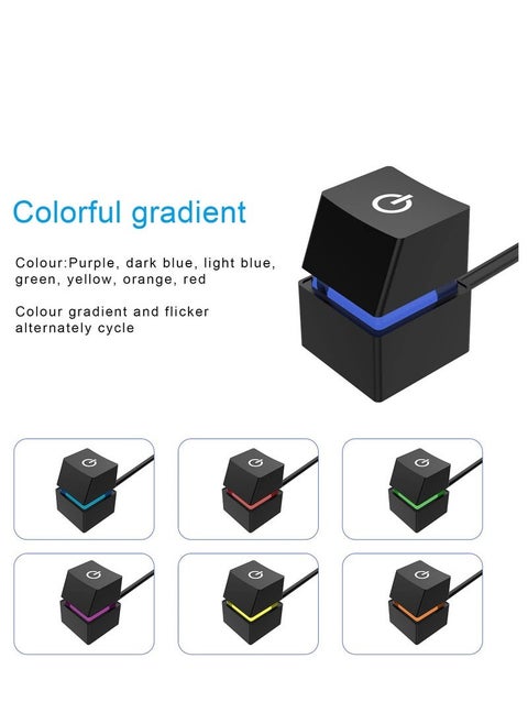Computer Desktop Switch 2M Portable LED Lights Computer Desktop Switch PC External Start On Off Button Extension Cable RGB Light