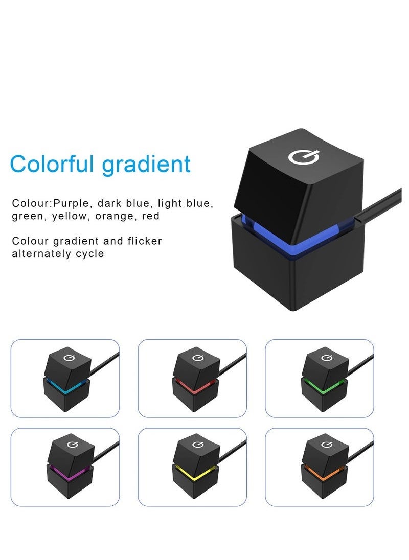 Computer Desktop Switch 2M Portable LED Lights Computer Desktop Switch PC External Start On Off Button Extension Cable RGB Light